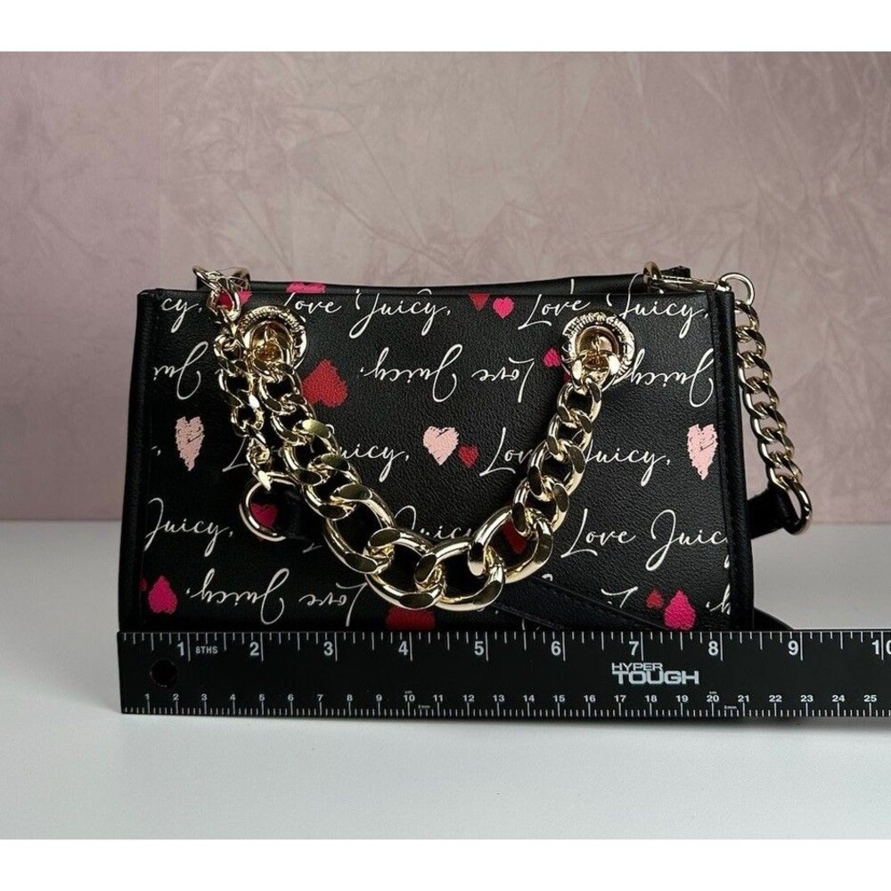 Juicy Couture Love Letter Mini Tote Purse & Wallet Set Black NWT Y2K Style - Picture 6 of 15